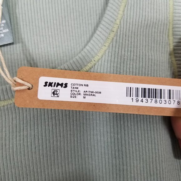 NWT SKIMS Cotton Rib Mineral Tank Top Stretch Size M - Picture 6 of 7